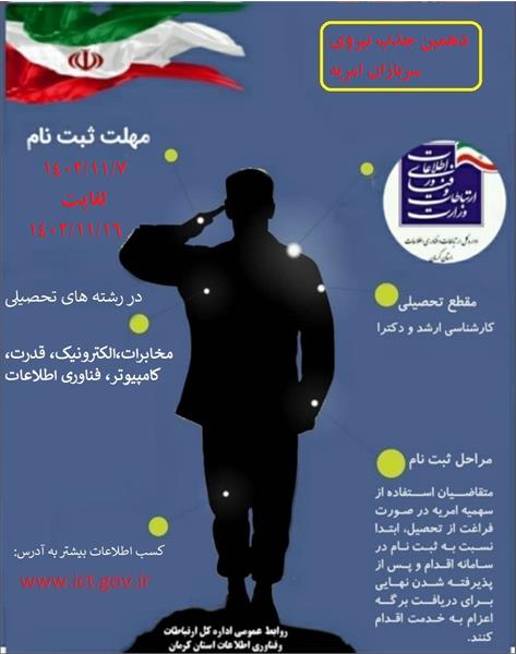 دهمین جذب نیروی امریه سربازی در وزارت ارتباطات و فناوری اطلاعات
