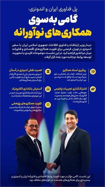 🔹️محورهای مهم دیدار سیدستار هاشمی وزیر ارتباطات و فناوری اطلاعات با سفیر اندونزی در تهران